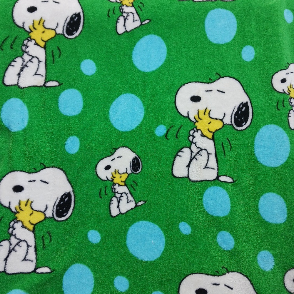 Peanuts Snoopy Woodstock Blanket Green Fleece 60 x 44